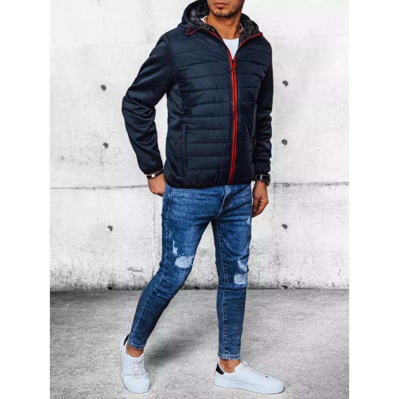 Pánská bunda přechodná prošívaná R07 tmavě modrá