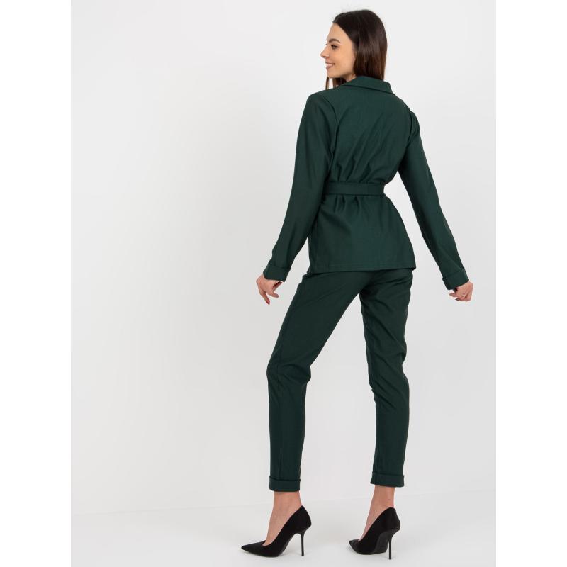 Dámské sako s kapsami a páskem ELEGANT tmavě zelené