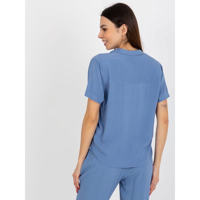 Női rövid ujjú blúz SUBLEVEL kék