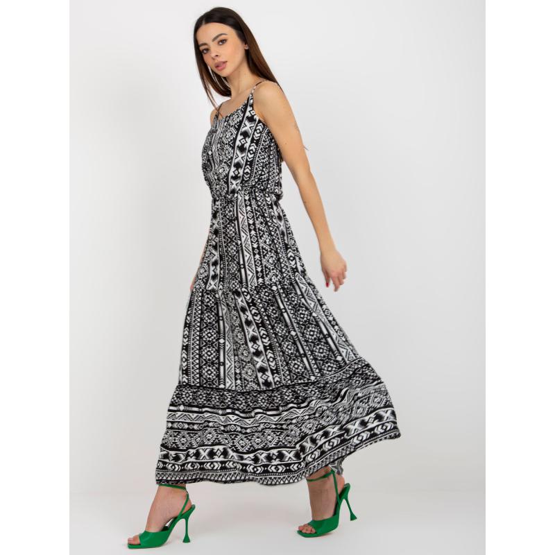 Dámské šaty s volánem vzorované maxi SUBLEVEL černé 