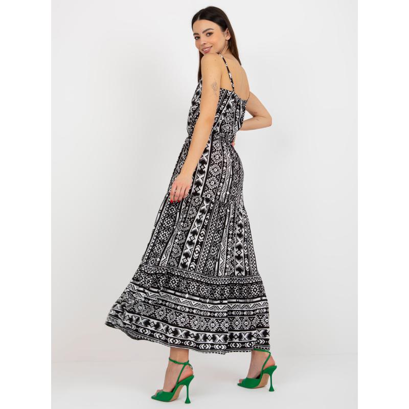 Dámské šaty s volánem vzorované maxi SUBLEVEL černé 