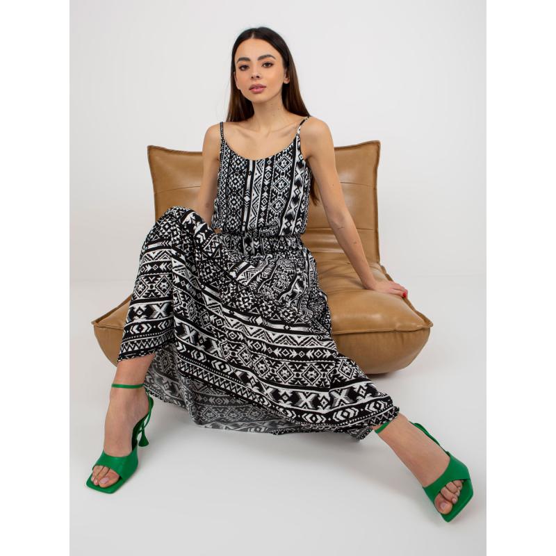 Dámské šaty s volánem vzorované maxi SUBLEVEL černé 