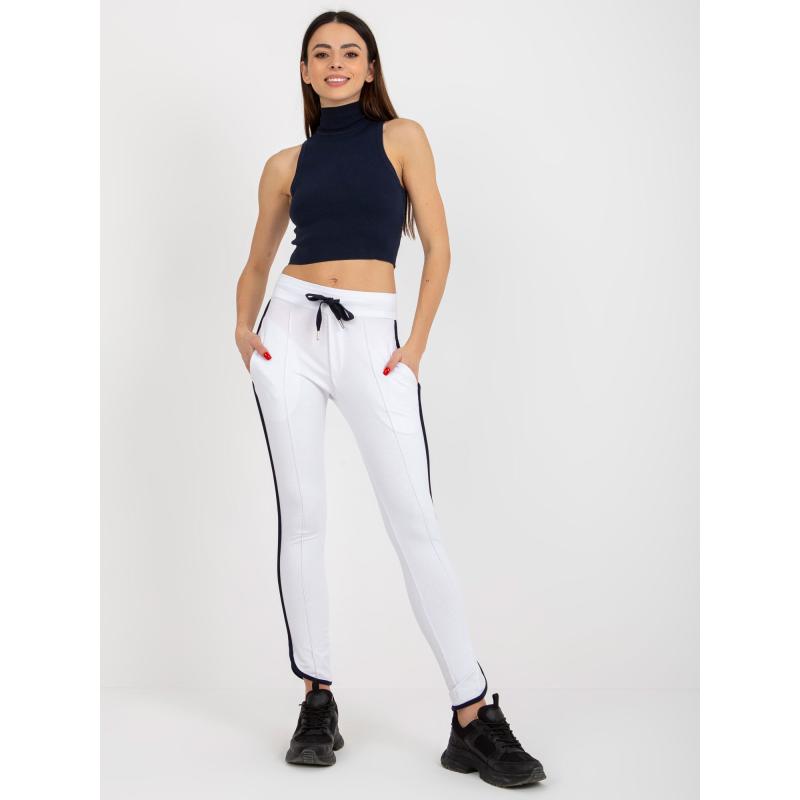 Dámské tepláky basic s rozparkem RUE PARIS bílé 