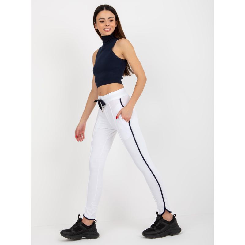 Dámské tepláky basic s rozparkem RUE PARIS bílé 