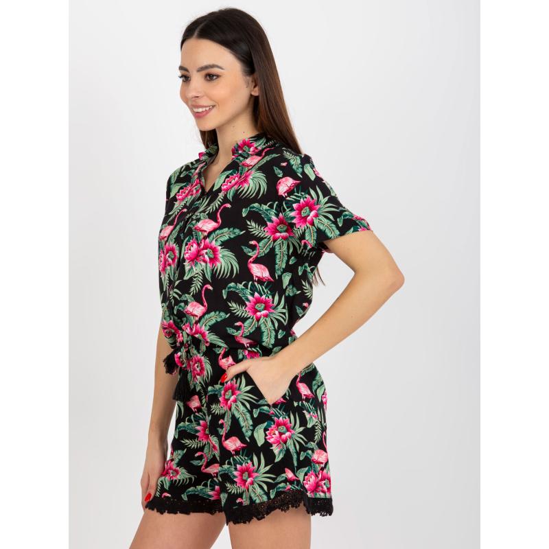 Dámská halenka s potiskem a krátkými rukávy SUBLEVEL černo fialová