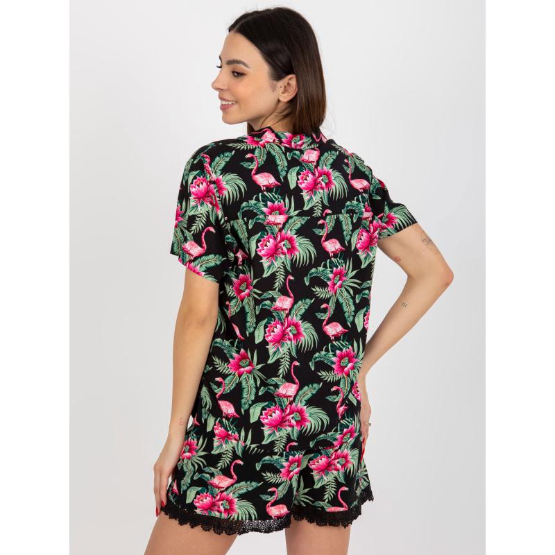 Dámská halenka s potiskem a krátkými rukávy SUBLEVEL černo fialová