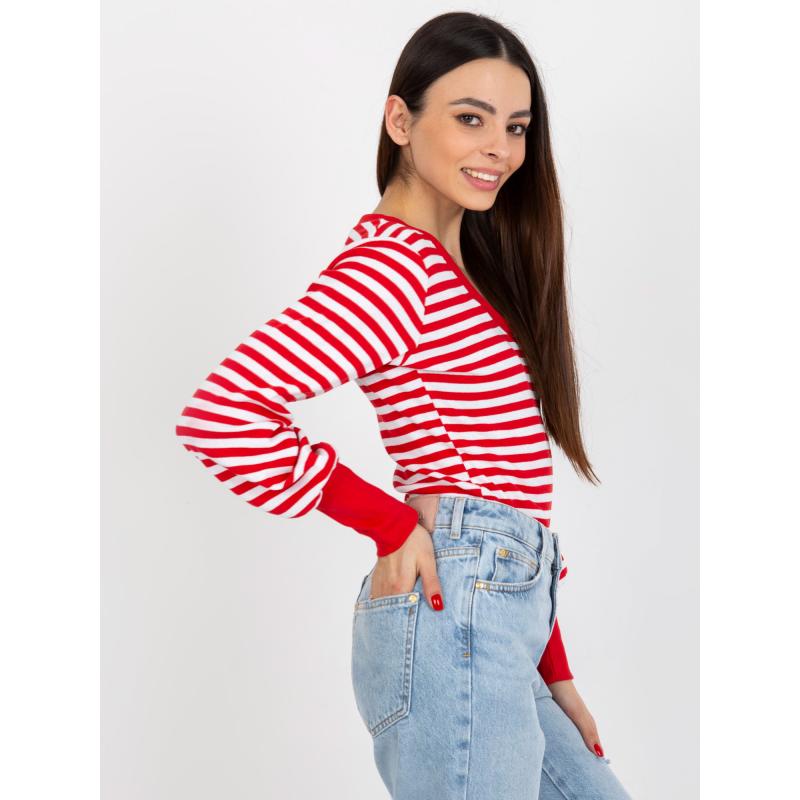 Női csíkos blúz KIMA piros és fehér