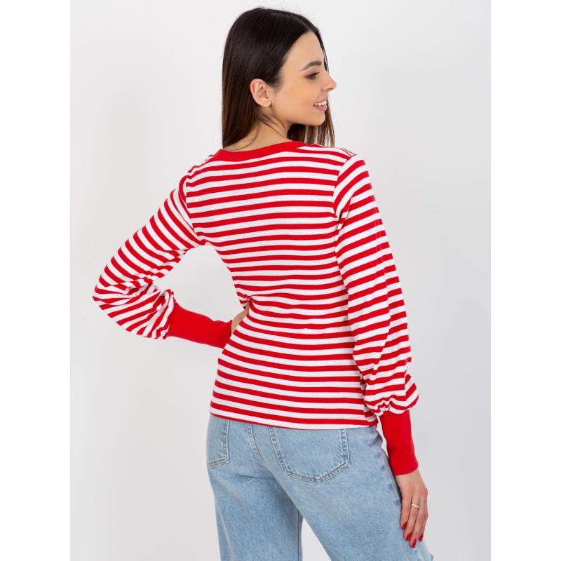 Női csíkos blúz KIMA piros és fehér