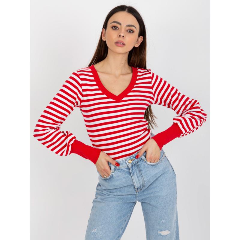 Női csíkos blúz KIMA piros és fehér