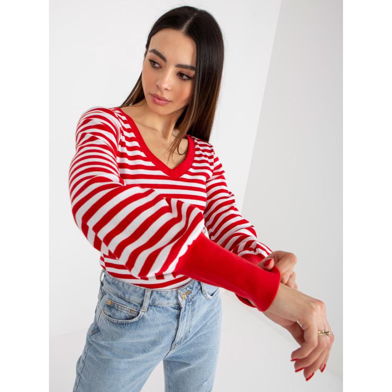 Női csíkos blúz KIMA piros és fehér