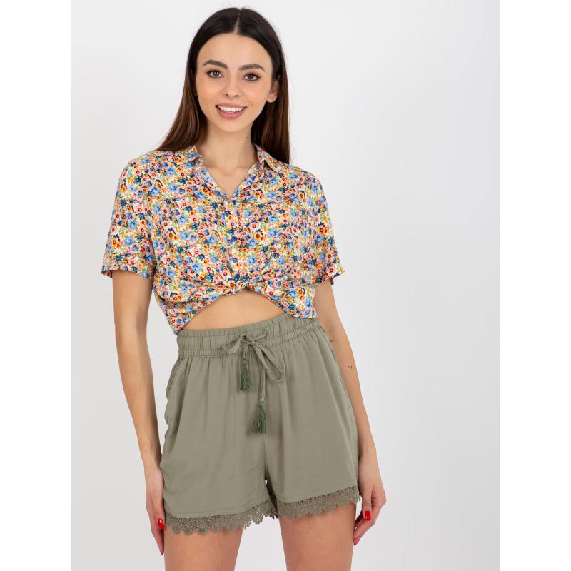 Női rövidnadrág nyakkendővel SUBLEVEL khaki színű