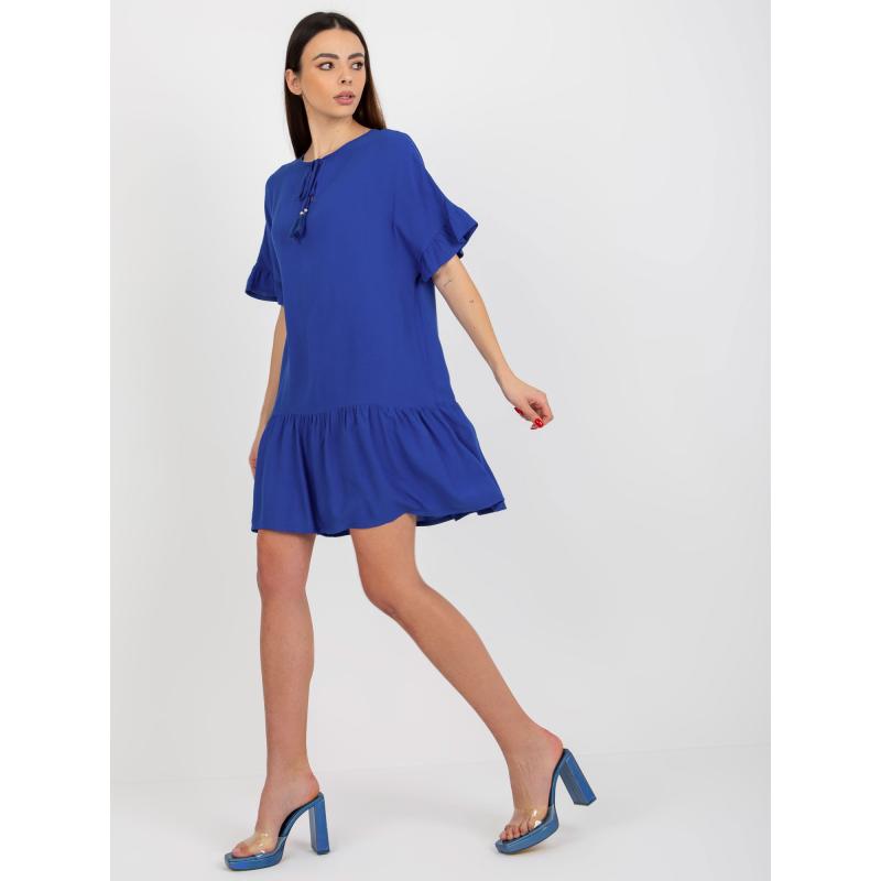Dámské šaty s volánem Sindy SUBLEVEL kobaltově modré
