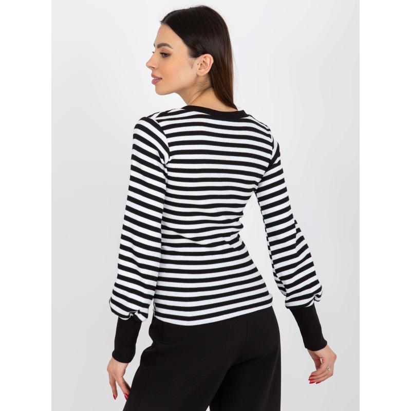 Női V-nyakú blúz BASIC FEEL GOOD fekete és fehér