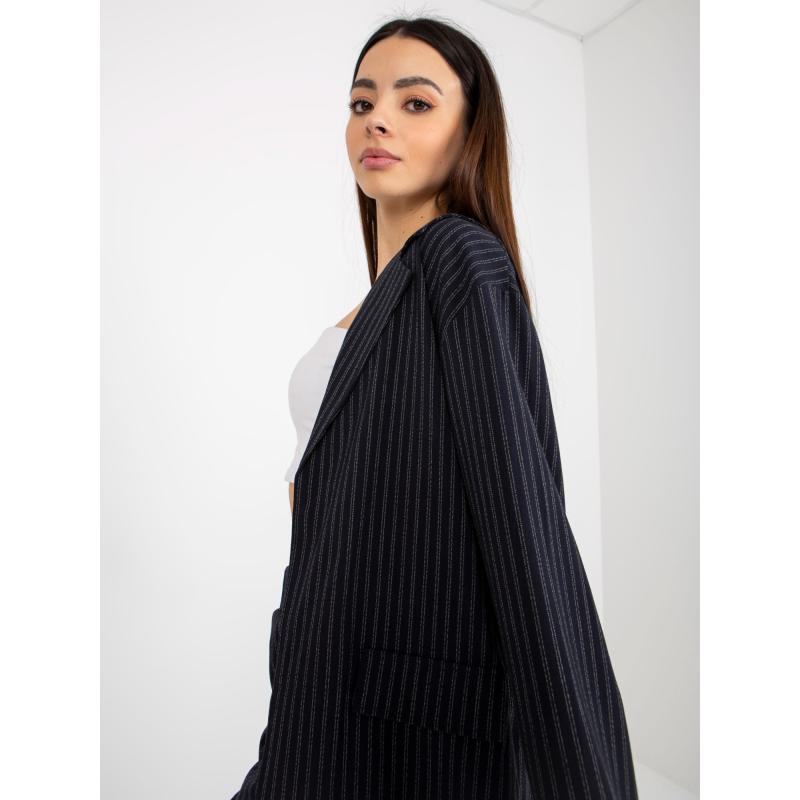 Dámske sako s opaskom ELEGANT námornícky modré