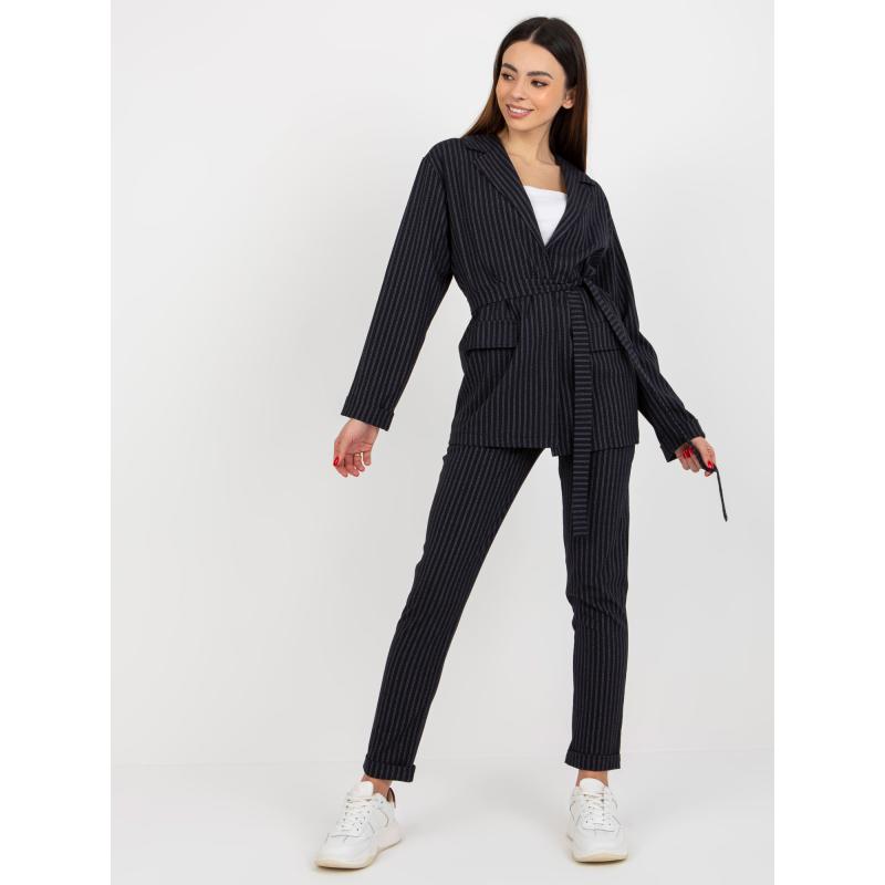 Dámske sako s opaskom ELEGANT námornícky modré