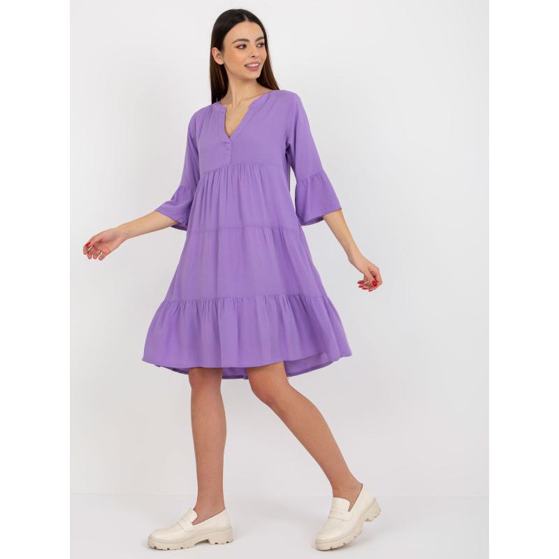 Dámské šaty s volánkem a výstřihem do V SUBLEVEL fialové 