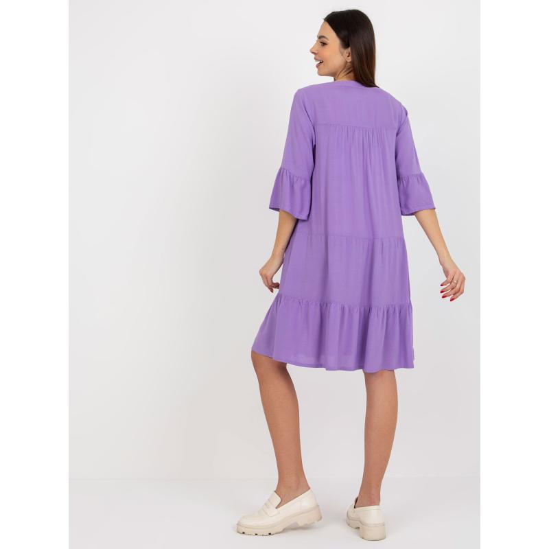 Női V-nyakú ruha fodros fodros SUBLEVEL lila