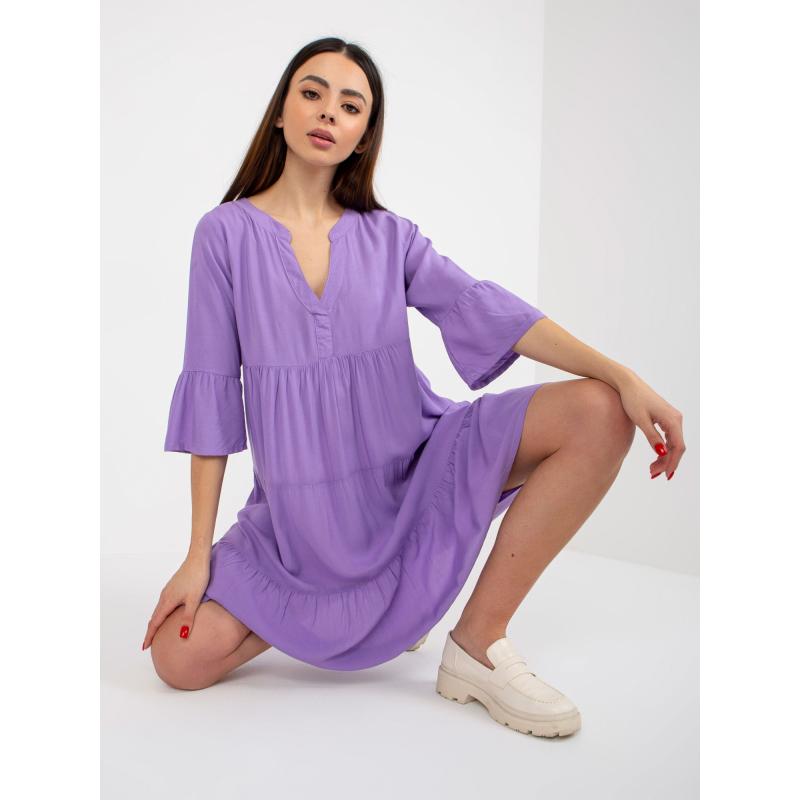 Női V-nyakú ruha fodros fodros SUBLEVEL lila