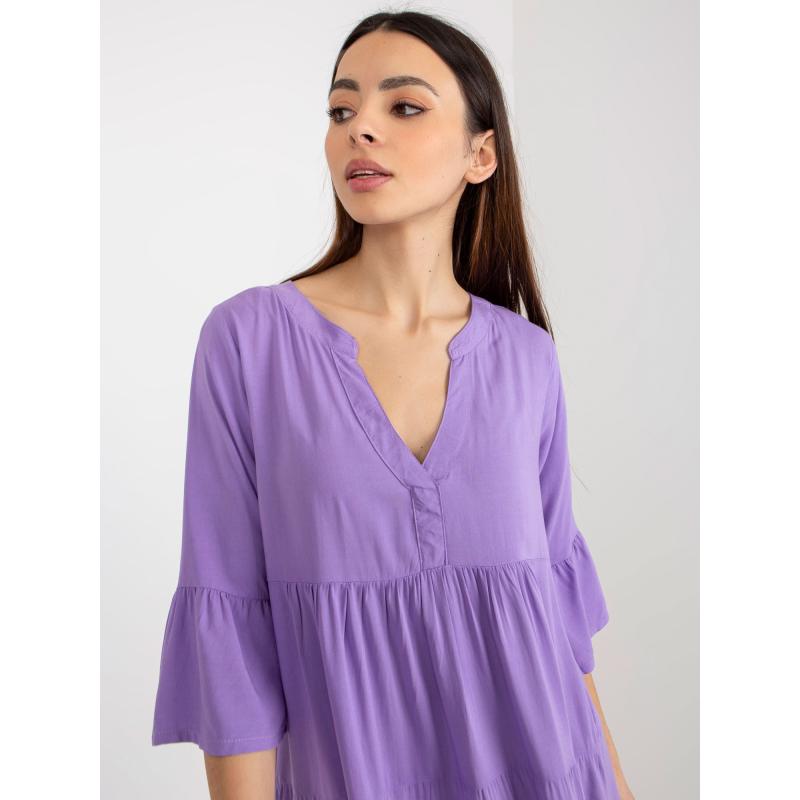 Női V-nyakú ruha fodros fodros SUBLEVEL lila
