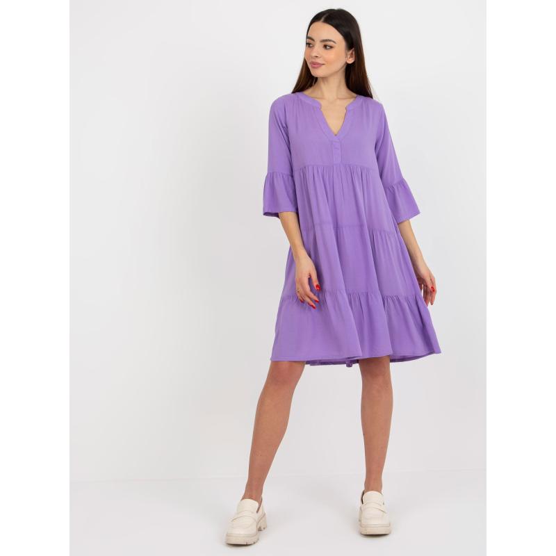 Női V-nyakú ruha fodros fodros SUBLEVEL lila