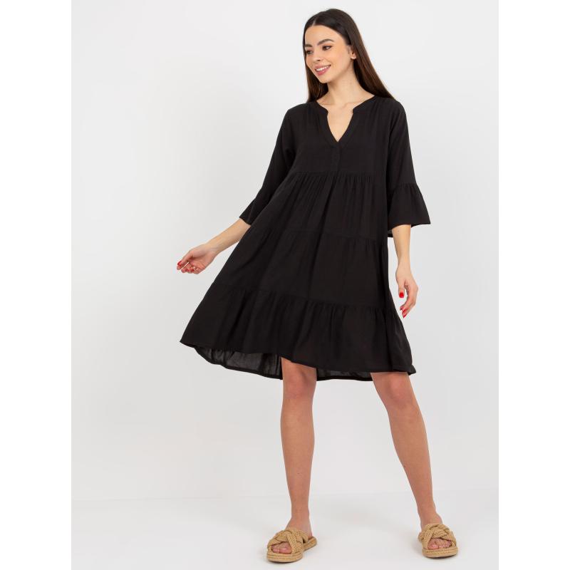 Női fodros ruha SUBLEVEL fekete