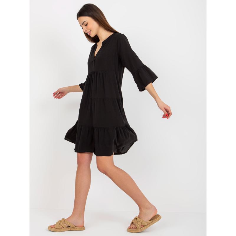 Női fodros ruha SUBLEVEL fekete