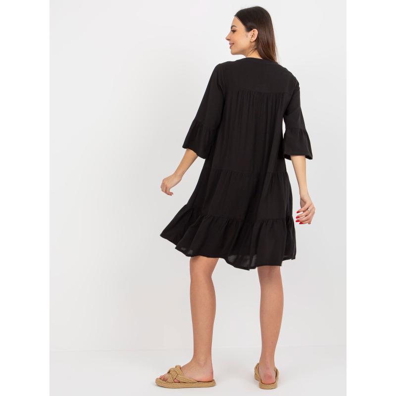 Női fodros ruha SUBLEVEL fekete