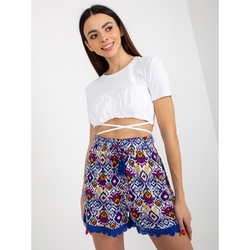 Dámské šortky vzorované ležérní SUBLEVEL fialové 