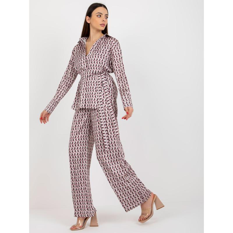 Dámský komplet s topem TRIPLA béžovo-růžový 