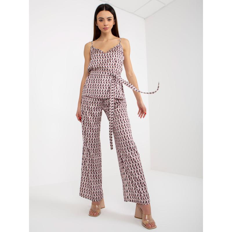 Dámský komplet s topem TRIPLA béžovo-růžový 