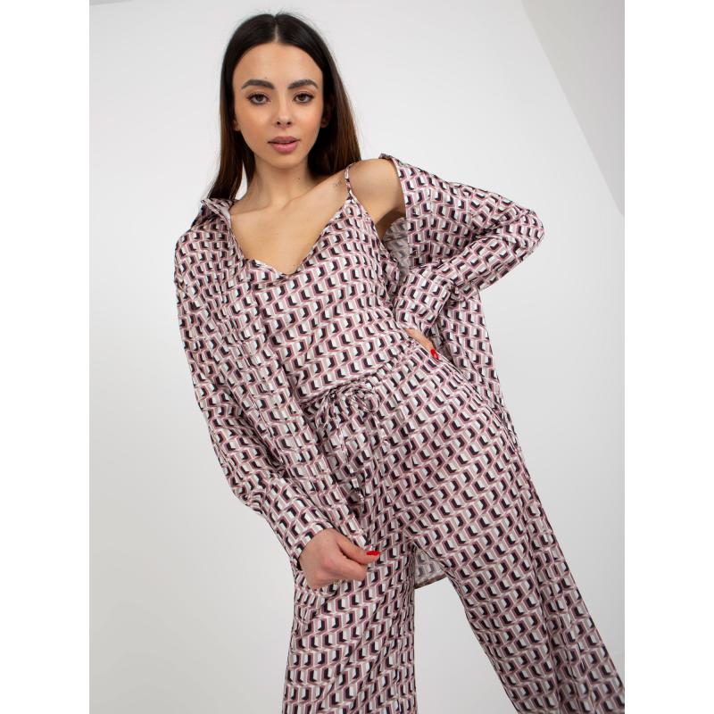 Dámský komplet s topem TRIPLA béžovo-růžový 