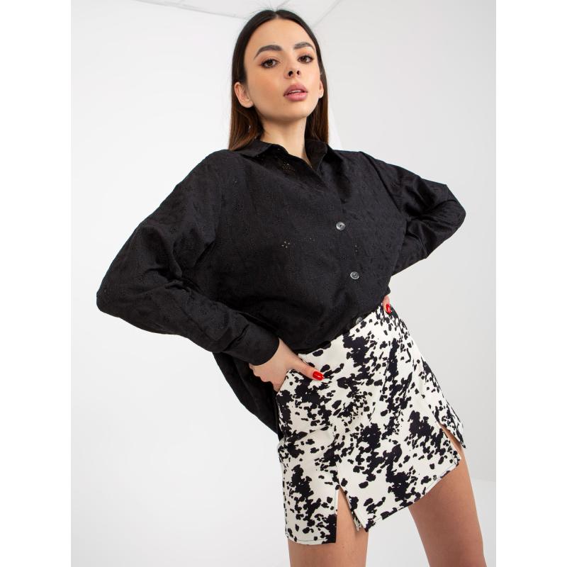 Dámská košile s výšivkou oversize OLITA černá