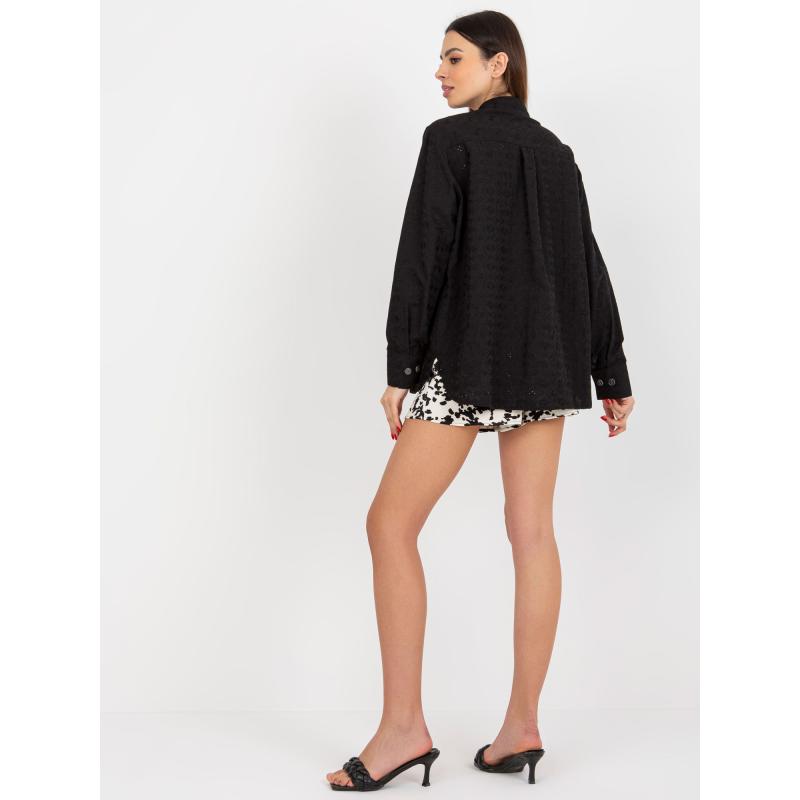 Dámská košile s výšivkou oversize OLITA černá