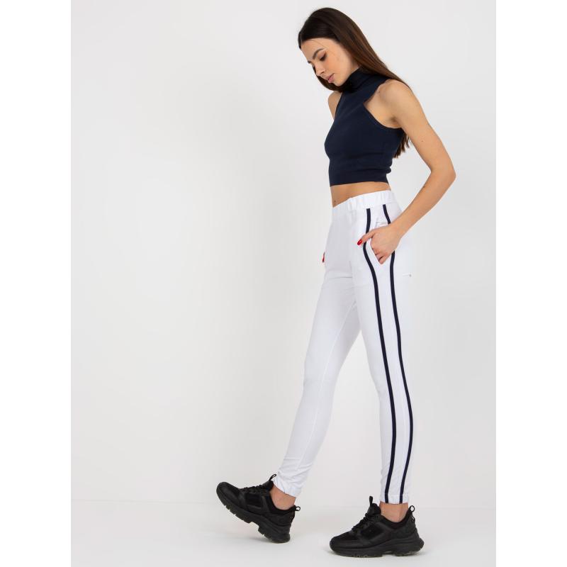 Dámské tepláky s pruhy RUE PARIS bílé 