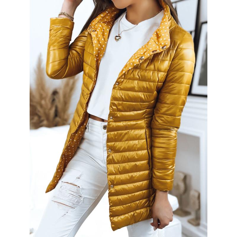 Dámsky kabát prešívaný obojstranný KATIE žltý