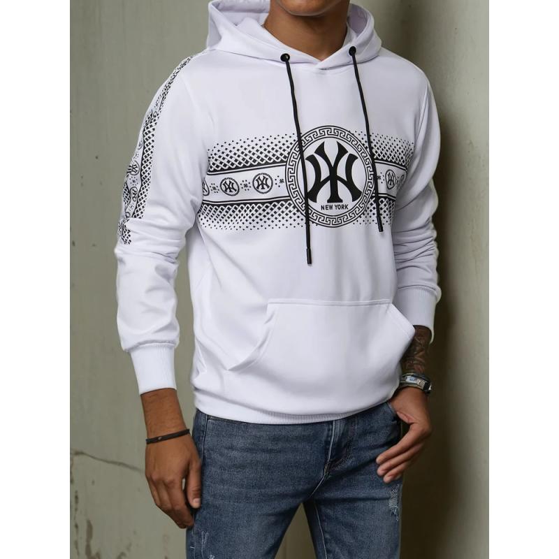 Pánská mikina s kapucí a potiskem LIMA bílá