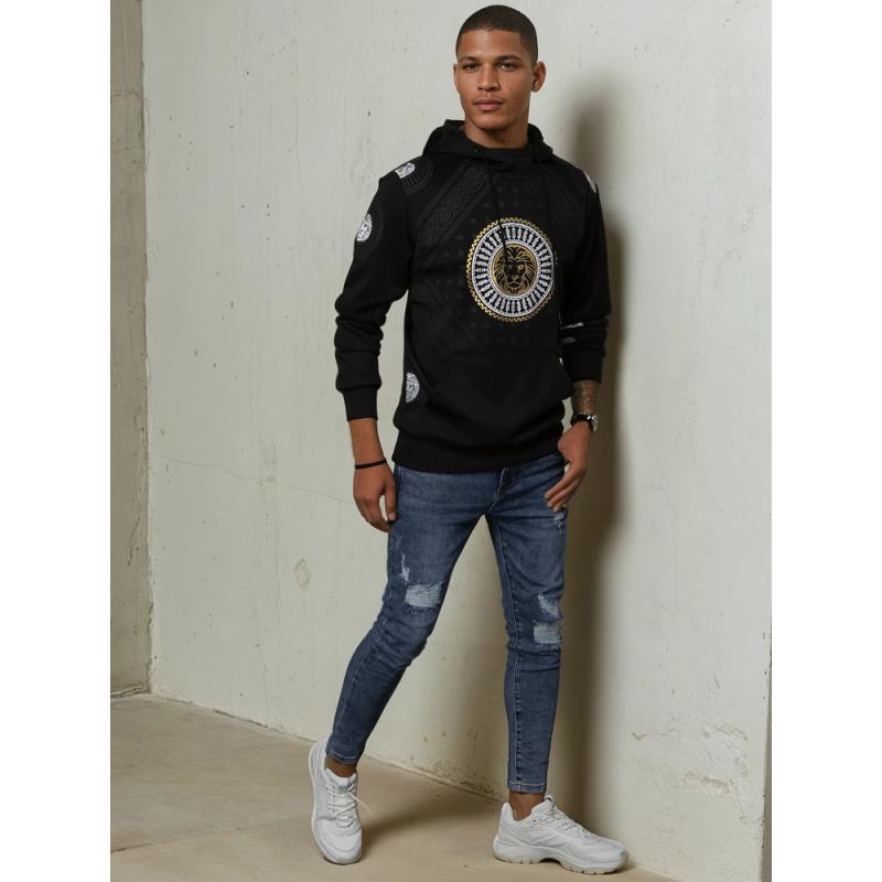 Pánska mikina s kapucňou a potlačou TEA čierna