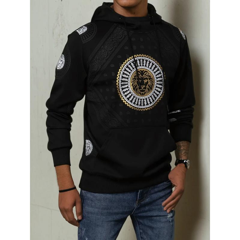 Pánska mikina s kapucňou a potlačou TEA čierna