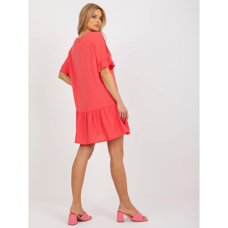 Dámské šaty s volánem a krátkými rukávy Sindy SUBLEVEL korálové 