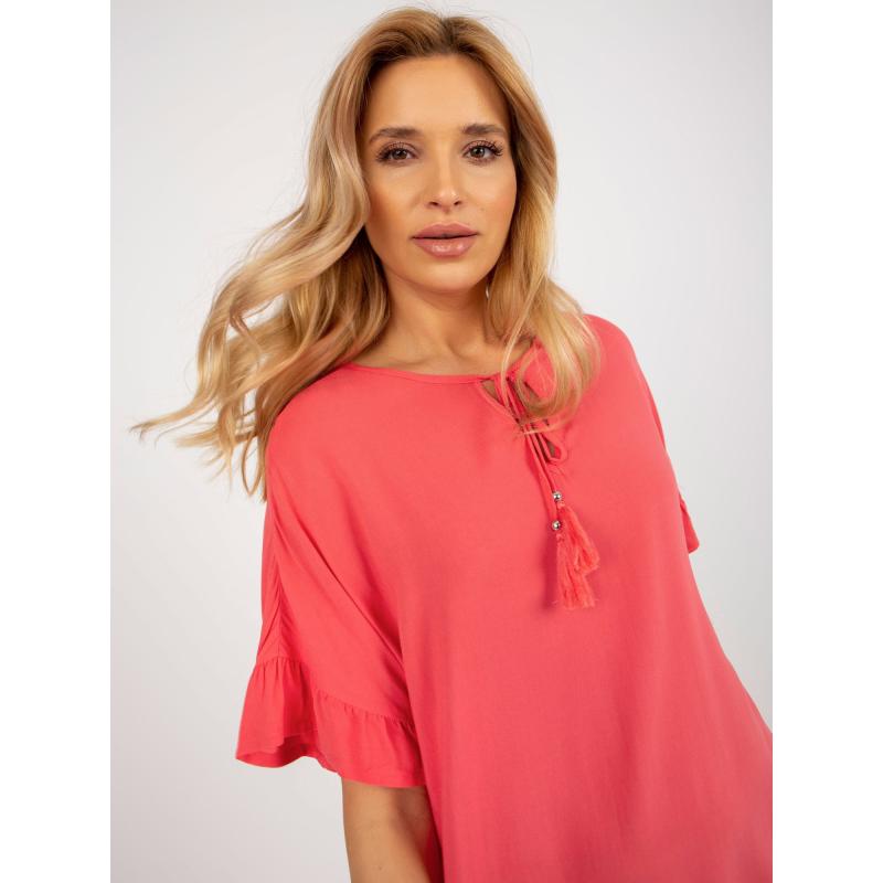 Dámské šaty s volánem a krátkými rukávy Sindy SUBLEVEL korálové 