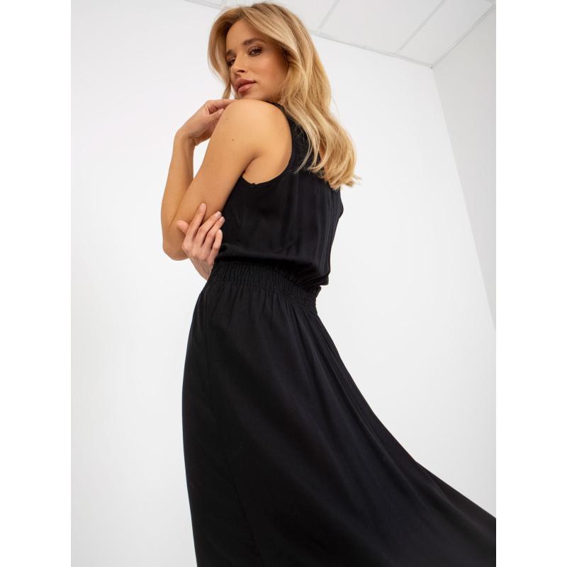 Dámské šaty s volánem bez rukávů maxi FRESH MADE černé 