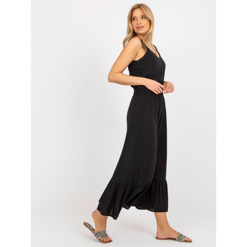 Dámské šaty s volánem bez rukávů maxi FRESH MADE černé 