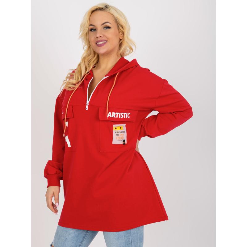 Női blúz nyomtatott hosszabb plus size LINSA piros