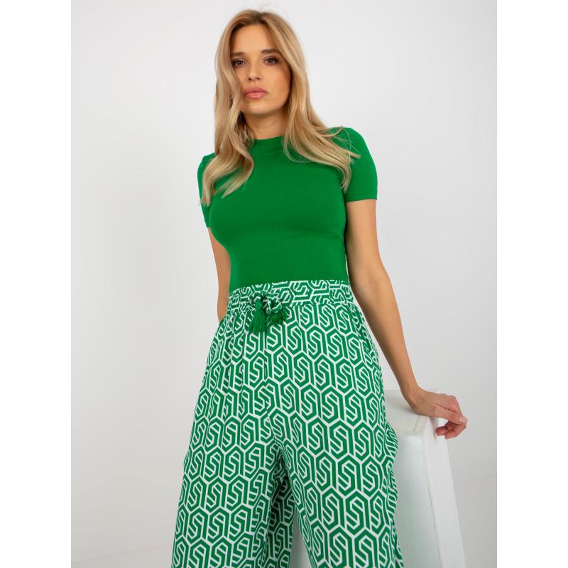 Dámské kalhoty vzorované palazzo SUBLEVEL zelené 