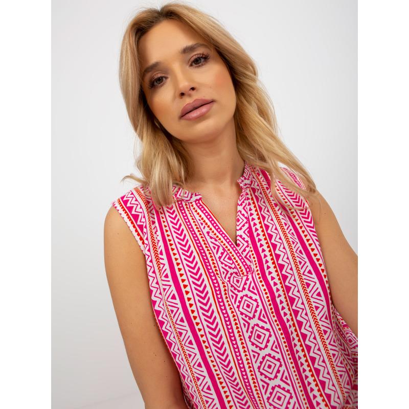 Női ujjatlan blúz bohó mintával FRESH MADE rózsaszín