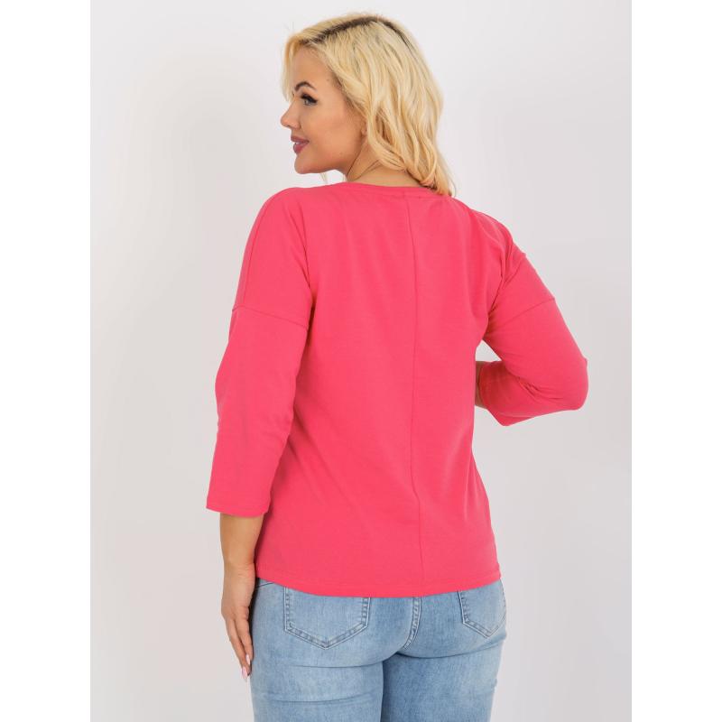 Dámska blúzka s kamienkami bavlnená plus size ANDREA ružová