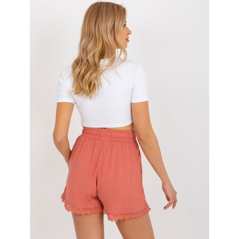 Női rövidnadrág nyakkendővel SUBLEVEL sötét rózsaszín