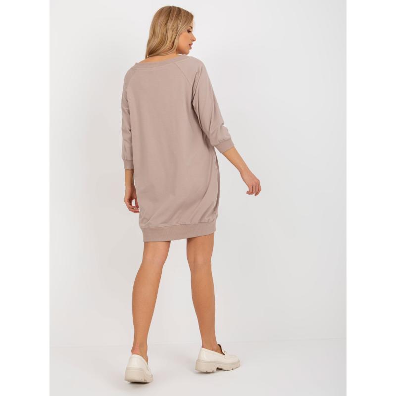 Női pamut ruha SALERNO sötét bézs színű