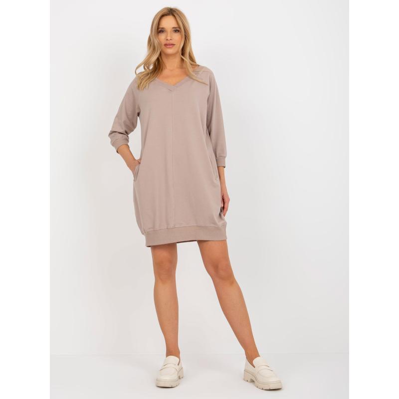 Női pamut ruha SALERNO sötét bézs színű