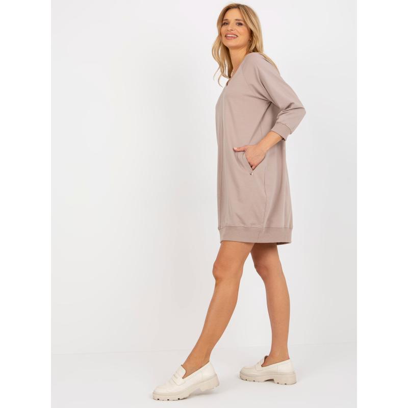 Női pamut ruha SALERNO sötét bézs színű